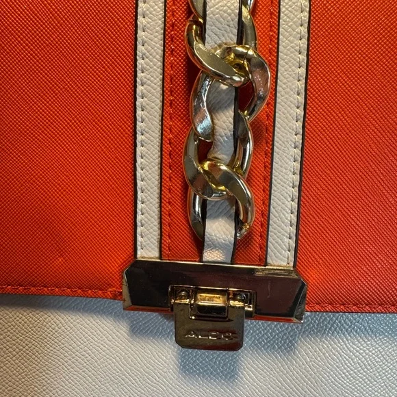 Aldo Orange & White Annie Brooke Satchel - Picture 11 of 15